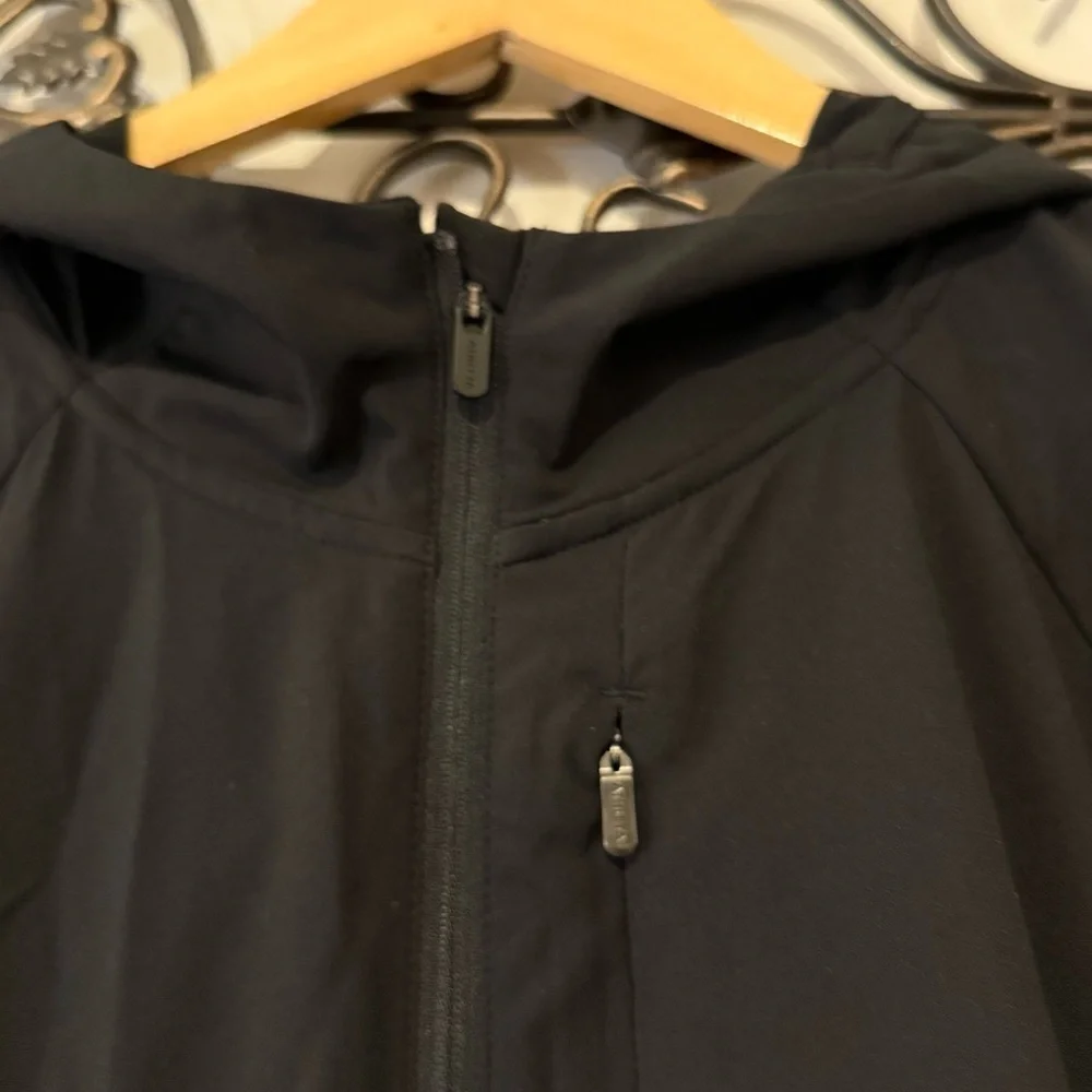 Athleta Limitless Luxe Water-Repellent Windbreaker Stowaway Hood Jacket Black XL - Picture 6 of 11